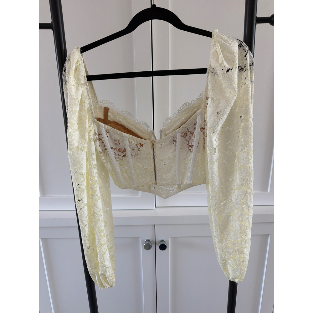V. Chapman Lace Corset Longsleeve Top in Yellow - Picture 2 of 3